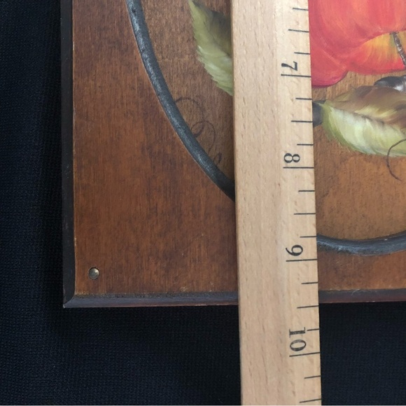 Vintage Hand Painted Artist Signed Wood Apple Wall Art - “Have an Apple a Day” - Picture 8 of 12